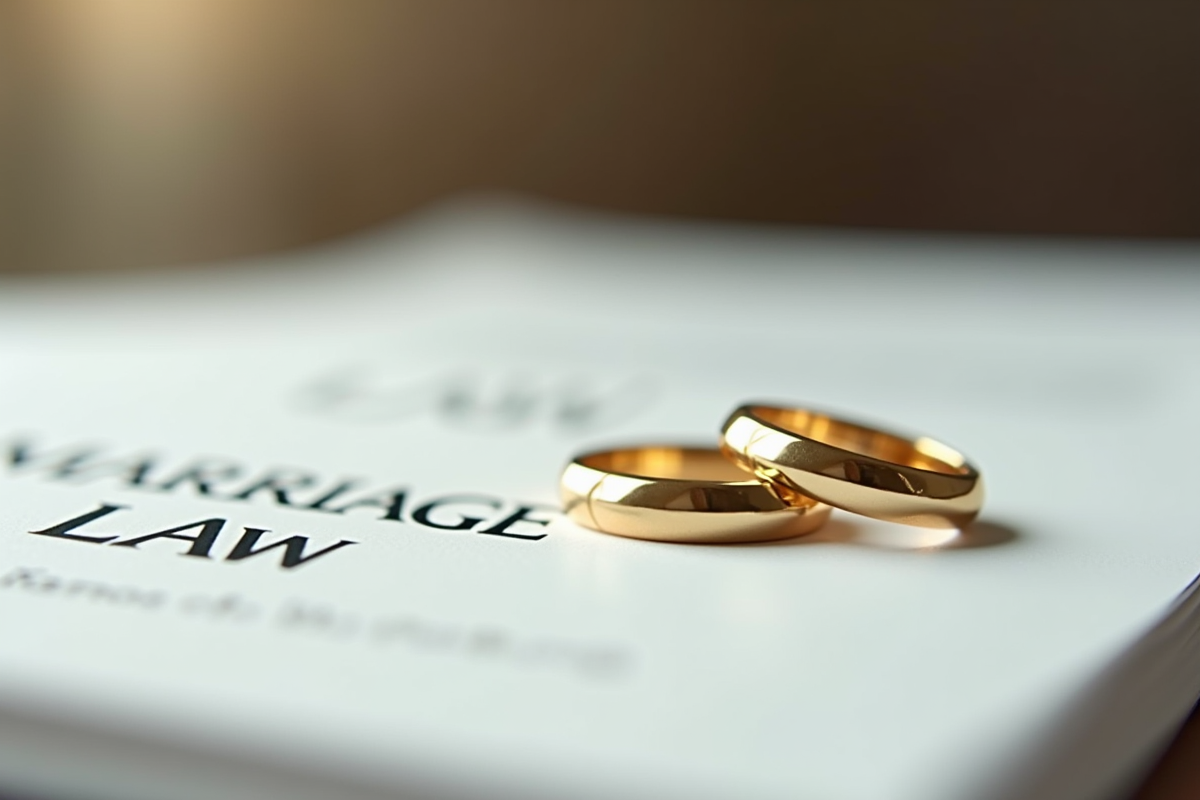 Alliances en or sur documents légaux de mariage