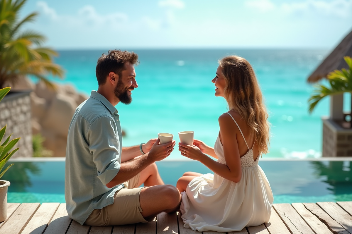 Jeune couple marié profitant d