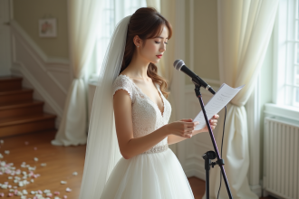 Jeune mariée chantant lors de la cérémonie nuptiale