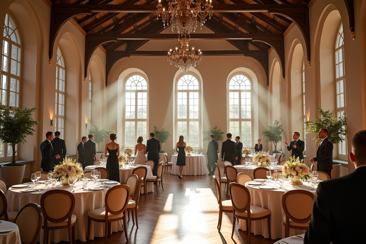 Réception de mariage élégante dans un château allemand